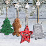 Felt Star Ornament Intricate Motif Hanging Cord