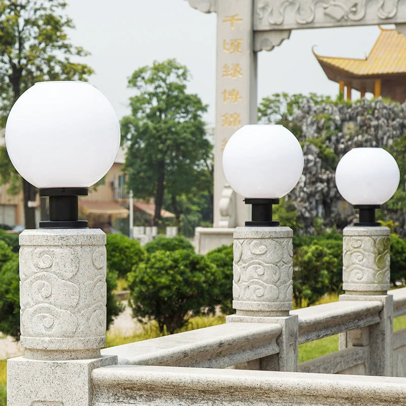 Fence Post Light Frosted Globe Stainless Steel Weather-Resistant Base