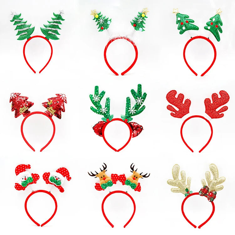 Festive Headband Santa Figurines & Sparkle Accents