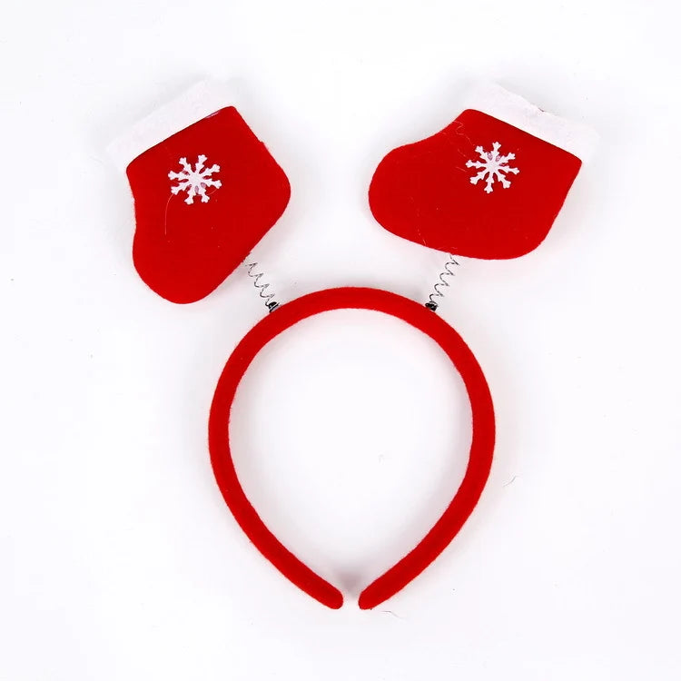Festive Headband Santa Figurines & Sparkle Accents