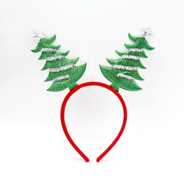Festive Headband Santa Figurines & Sparkle Accents