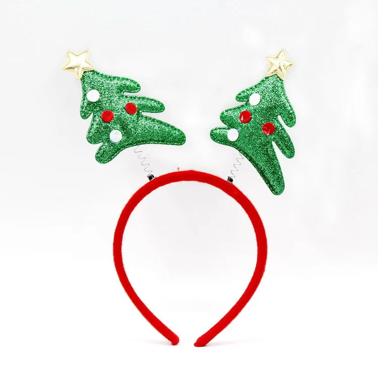Festive Headband Santa Figurines & Sparkle Accents