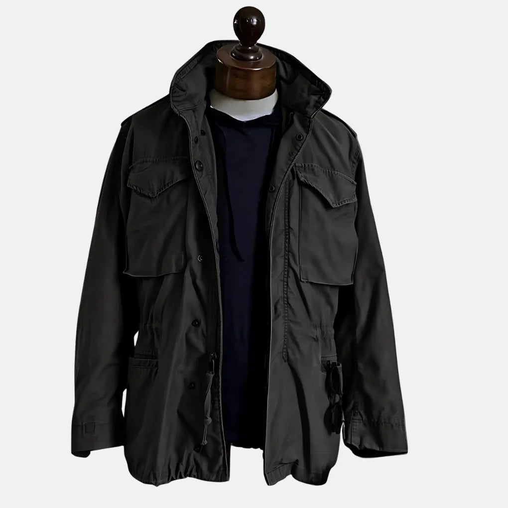 Field Jacket Vintage Military Style Adjustable Waist Four Pockets