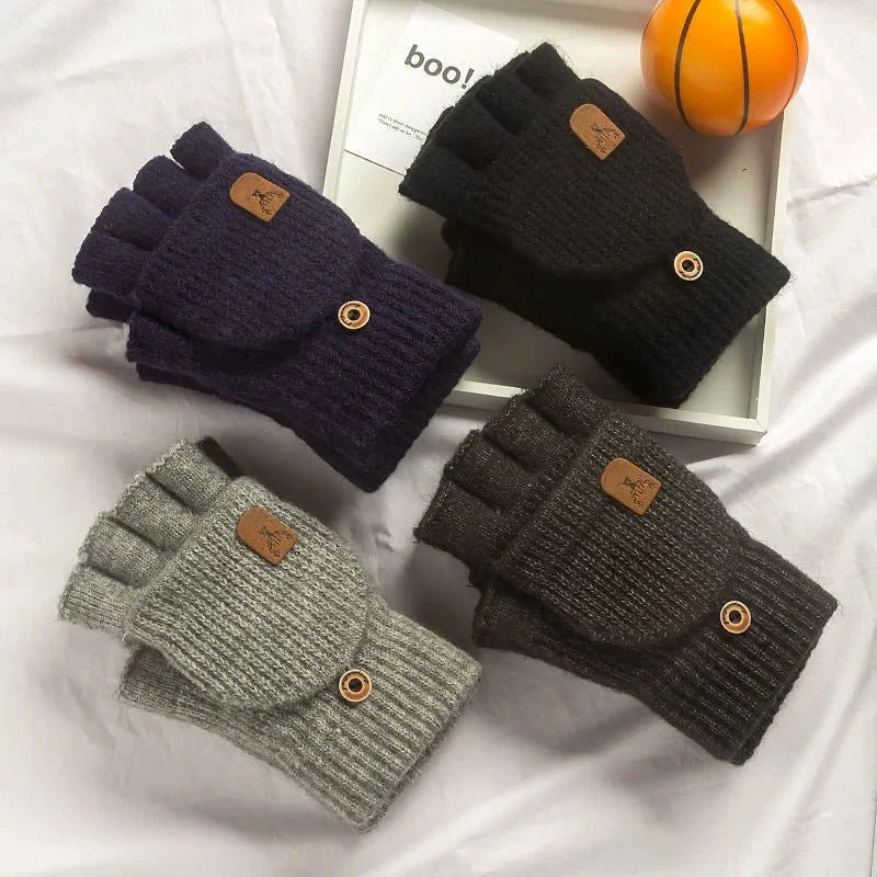 Fingerless Gloves Touchscreen Compatible Soft Acrylic Knit