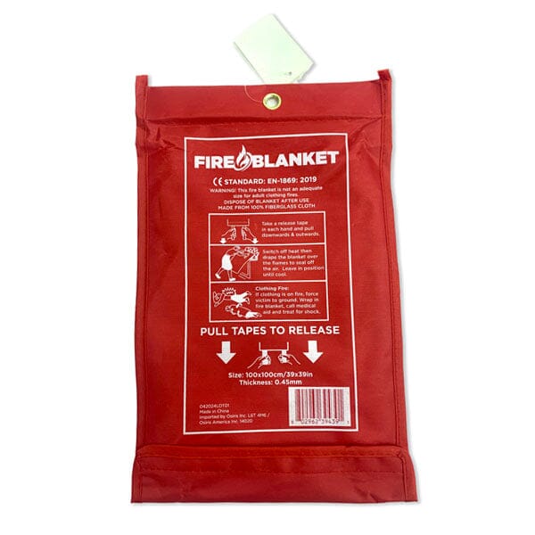 Fire Blanket EN 1869 Certified Fiberglass Reusable Wall-Mount Pouch