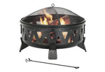 Fire Pit 30-Inch Steel Wood-Burning With Spark Screen & Poker