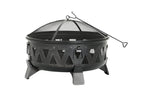 Fire Pit 30-Inch Steel Wood-Burning With Spark Screen & Poker