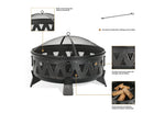 Fire Pit 30-Inch Steel Wood-Burning With Spark Screen & Poker