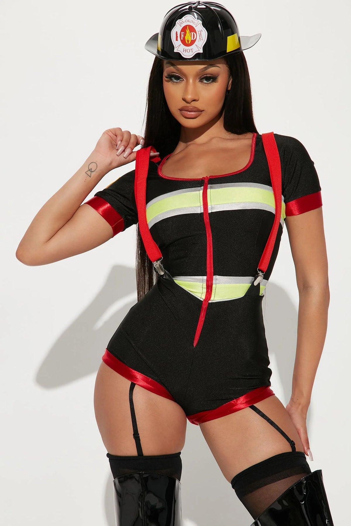 Firefighter Costume Set Reflective Trim Matching Hat