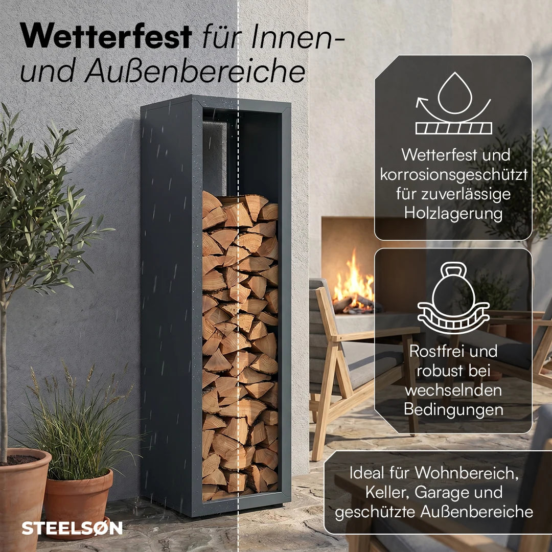 Firewood Rack Galvanized Steel Weather-Resistant Adjustable Feet