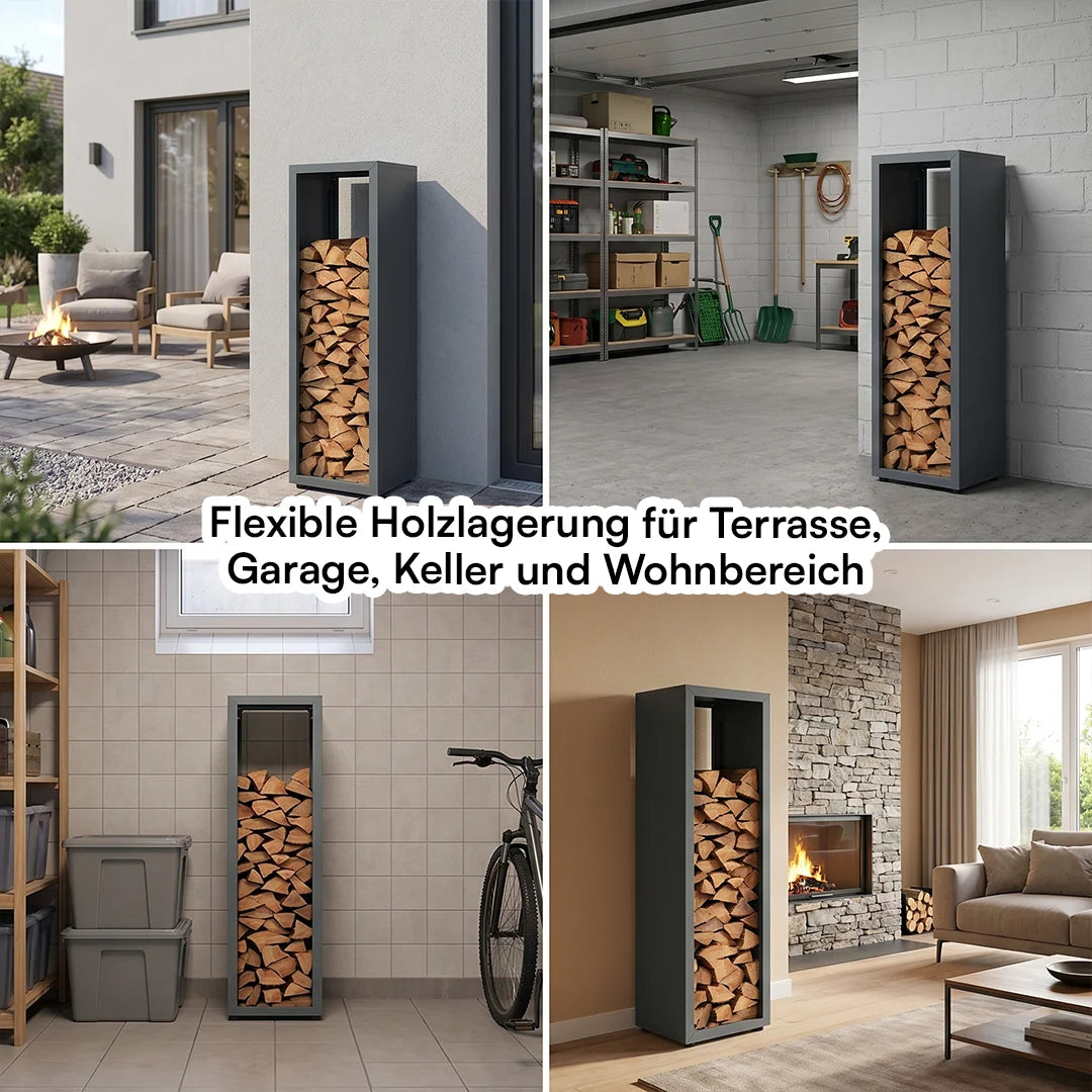 Firewood Rack Galvanized Steel Weather-Resistant Adjustable Feet