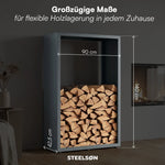 Firewood Rack Galvanized Steel Weather-Resistant Adjustable Feet