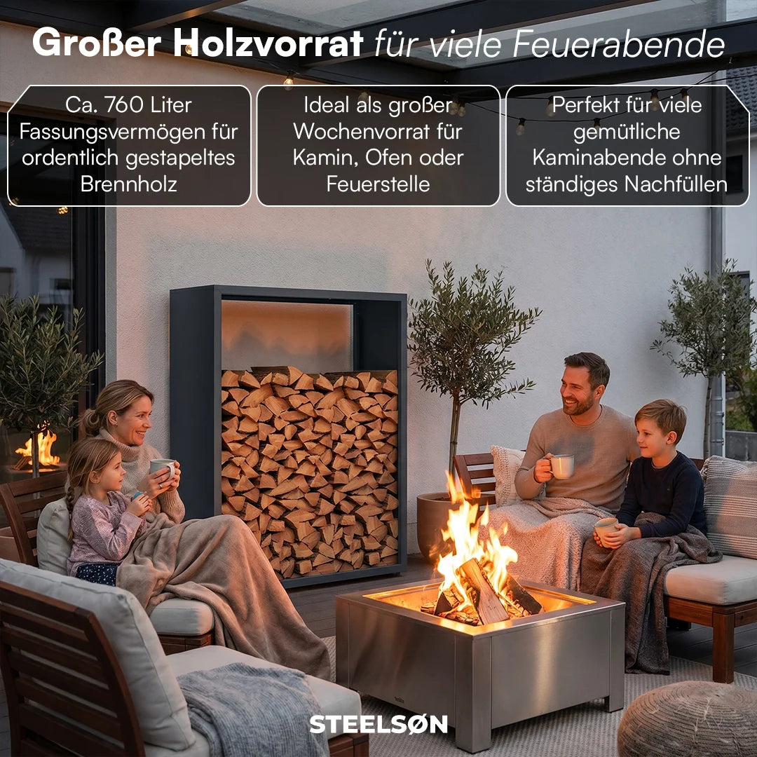 Firewood Rack Galvanized Steel Weather-Resistant Adjustable Feet