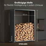 Firewood Rack Galvanized Steel Weather-Resistant Adjustable Feet