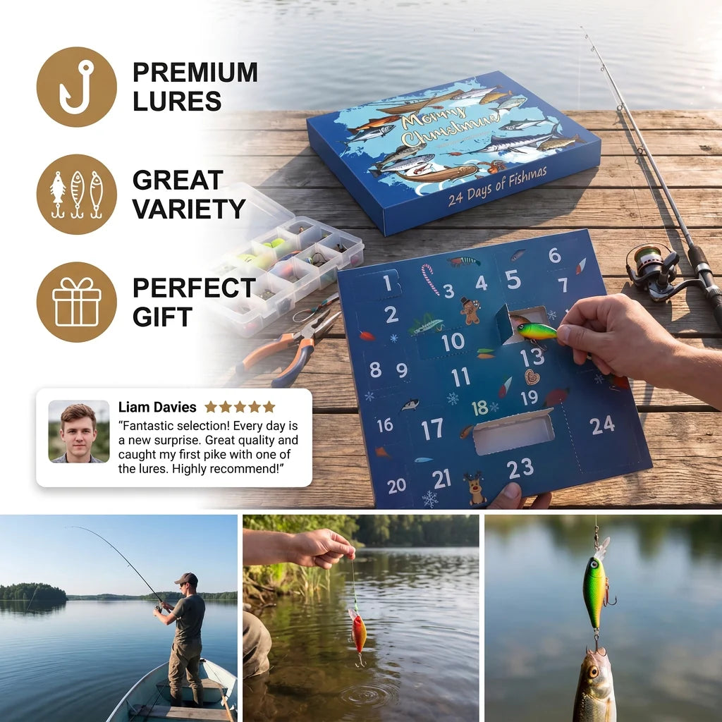 Fishing Advent Calendar 24 Compartments Assorted Lures & Tackle