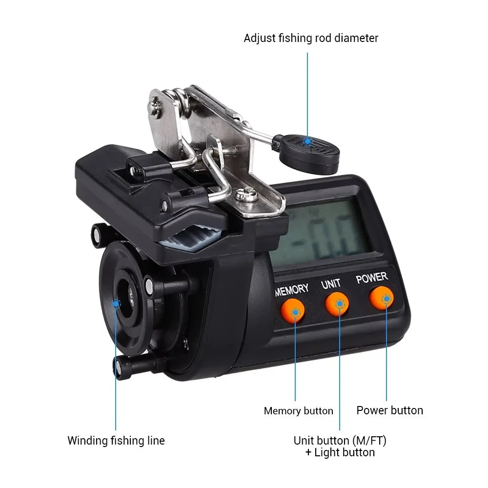 Fishing Line Counter LED Display Memory Clip-On Clamp
