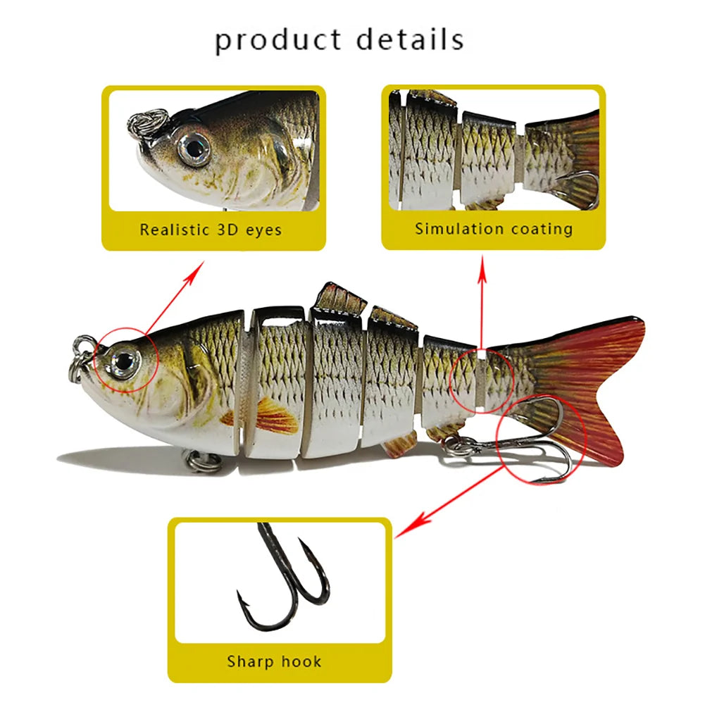 Fishing Lure Multi-Jointed Slow Sinking 3D Eyes