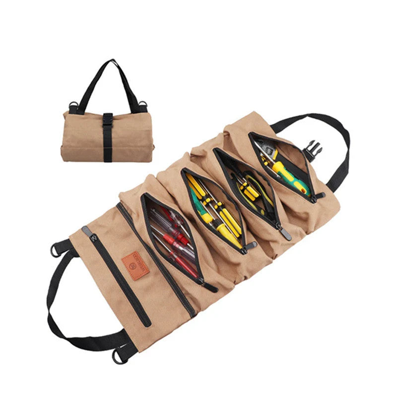 Fishing Reel Storage Bag Thick Canvas Grid Organizer Zippered