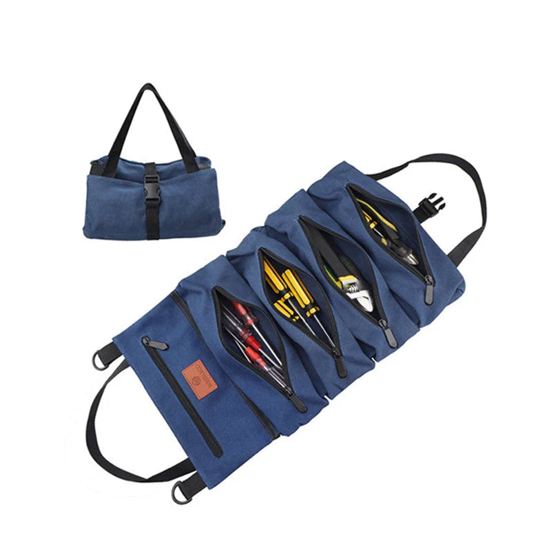 Fishing Reel Storage Bag Thick Canvas Grid Organizer Zippered