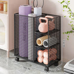 Fitness Equipment Storage Cart Rolling Mesh Shelves Locking Casters