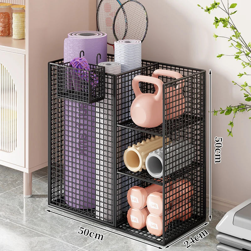Fitness Equipment Storage Cart Rolling Mesh Shelves Locking Casters
