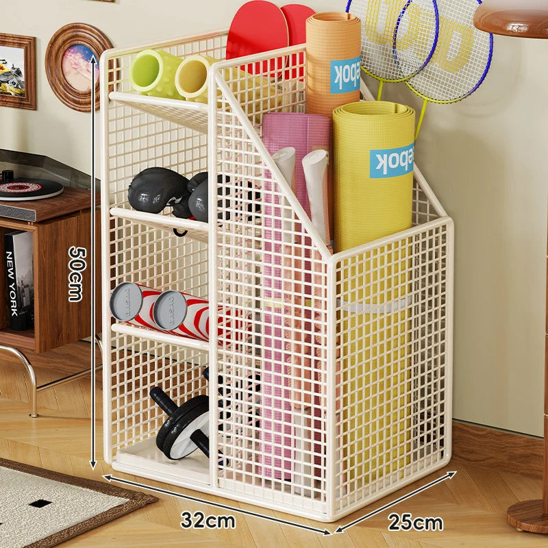 Fitness Equipment Storage Rack Vertical Mesh Multi-Compartment