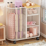 Fitness Storage Cart Yoga Mat Compartment Mesh Shelves & Drawer
