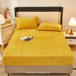Fitted Sheet Set Velour Fleece Warmth All-Around Elastic Includes Pillowcases