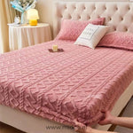 Fitted Sheet Set Velour Fleece Warmth All-Around Elastic Includes Pillowcases