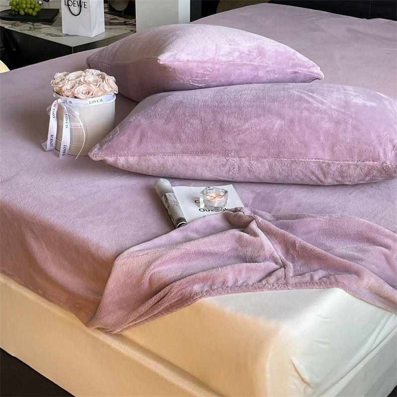 Fitted Sheet Set Velvety Microfiber Deep Pocket & Pillowcases