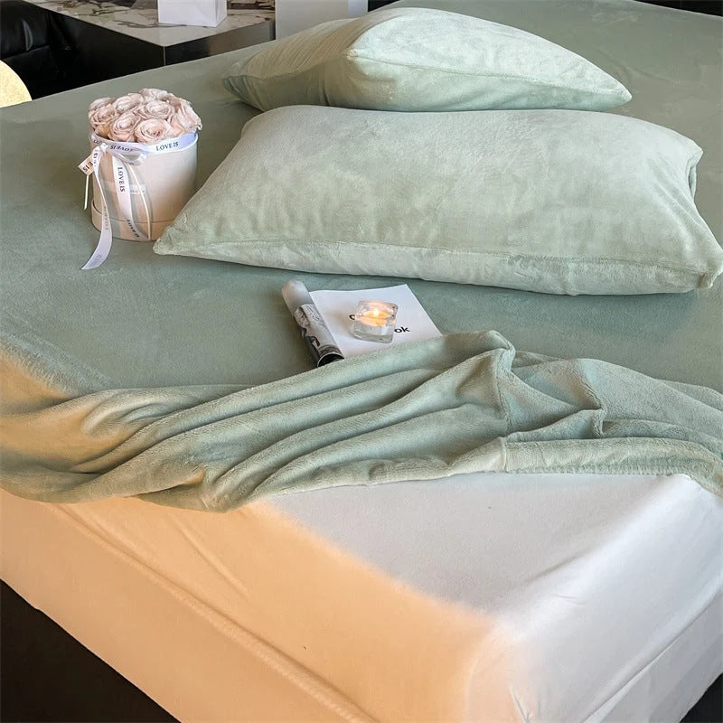 Fitted Sheet Set Velvety Microfiber Deep Pocket & Pillowcases