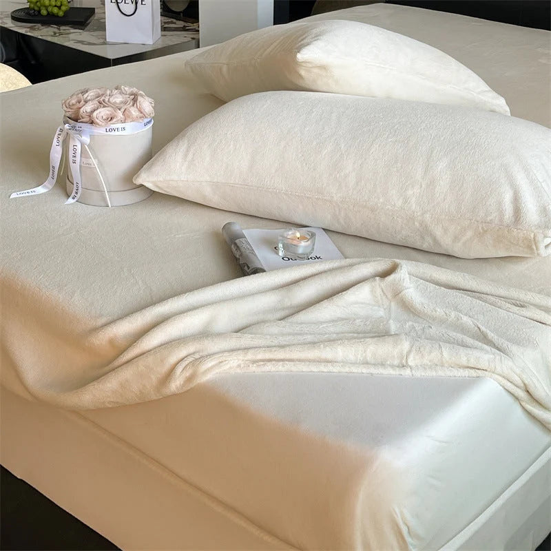 Fitted Sheet Set Velvety Microfiber Deep Pocket & Pillowcases