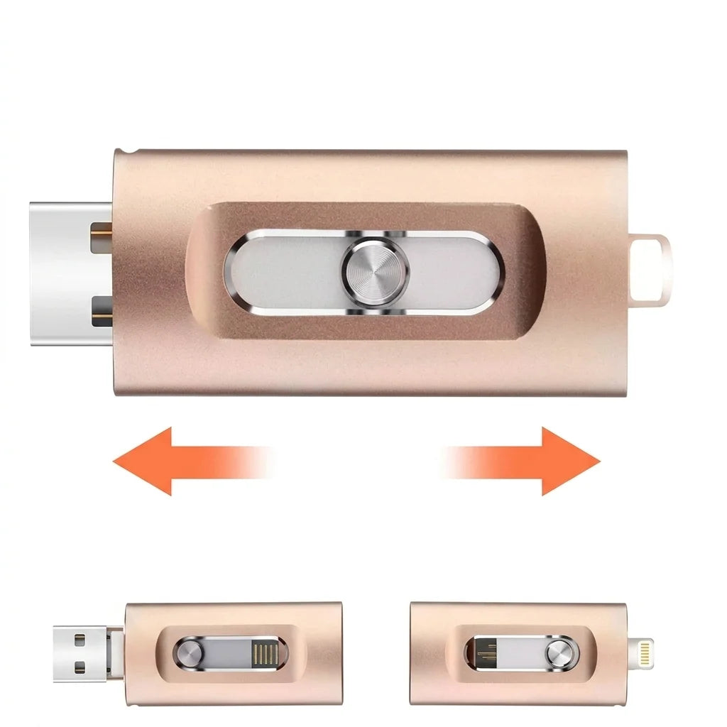 Flash Drive 3-in-1 Lightning USB-C USB-A Connectors