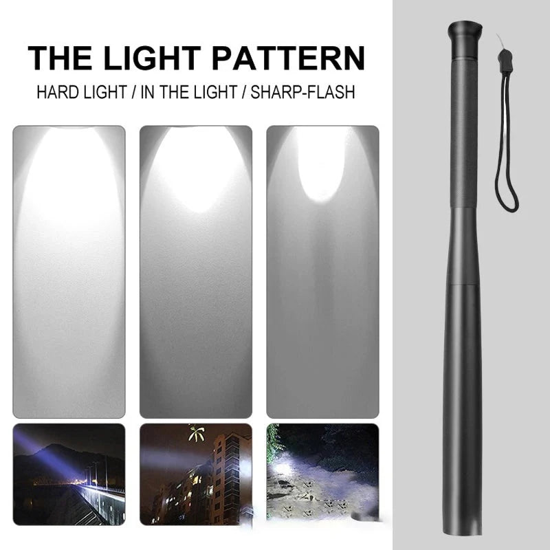 Flashlight Baseball Bat Shape Aluminum Alloy Three Modes