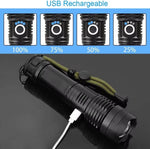 Flashlight USB Rechargeable High Lumen Zoomable Beam