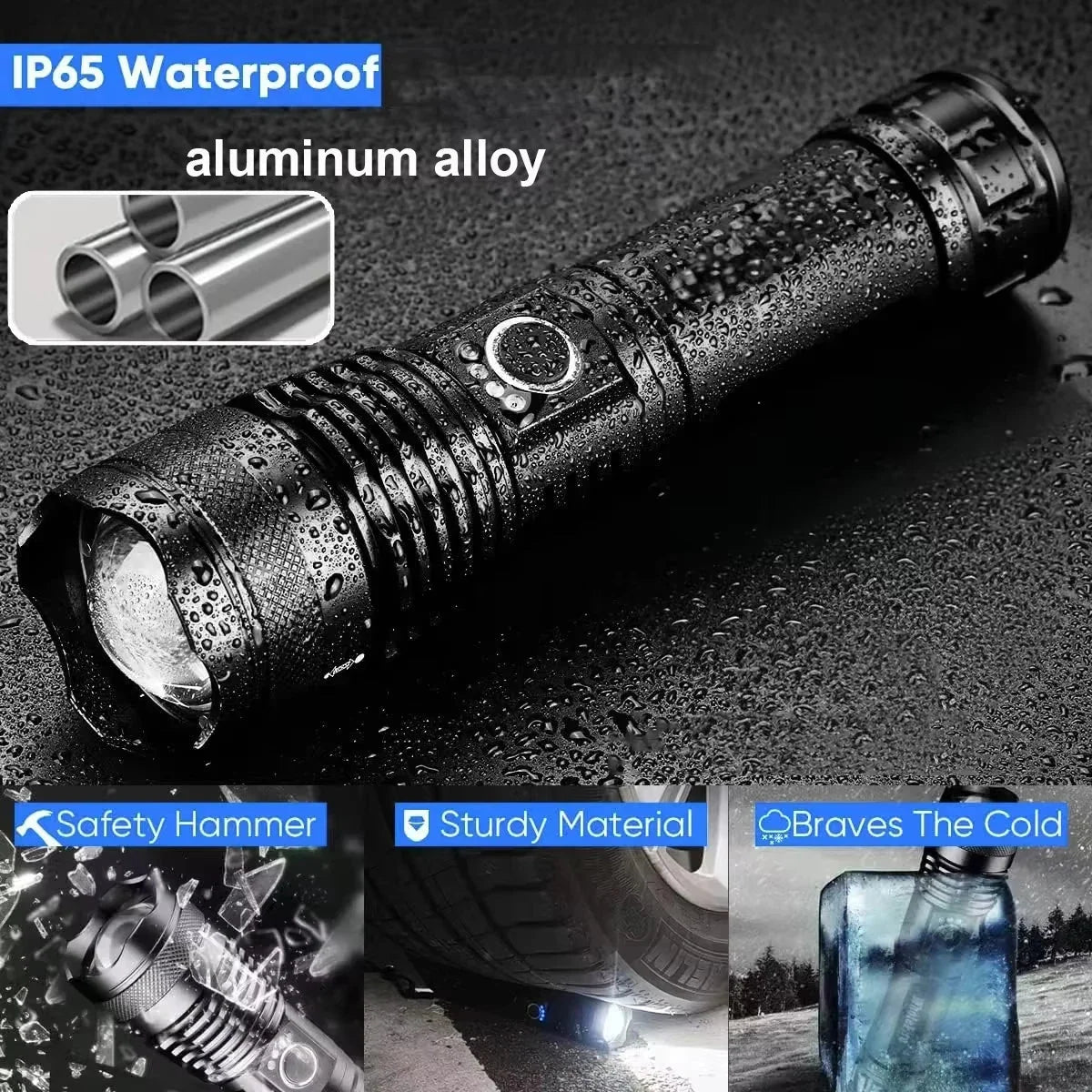 Flashlight USB Rechargeable High Lumen Zoomable Beam