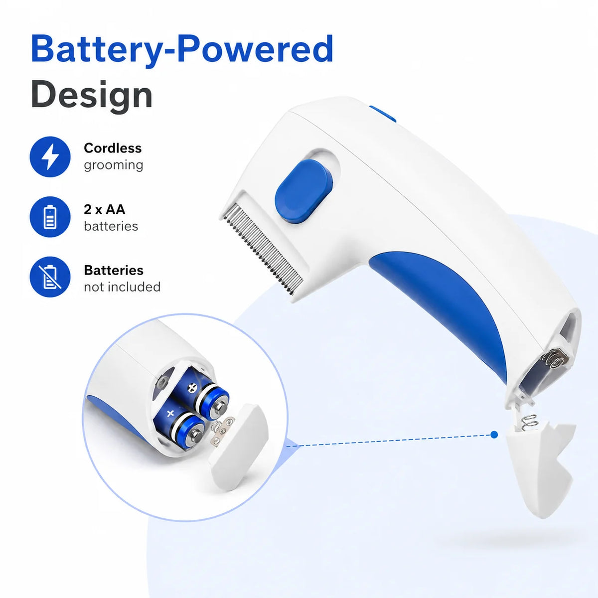 Flea Comb Battery-Powered Detachable Stainless Steel