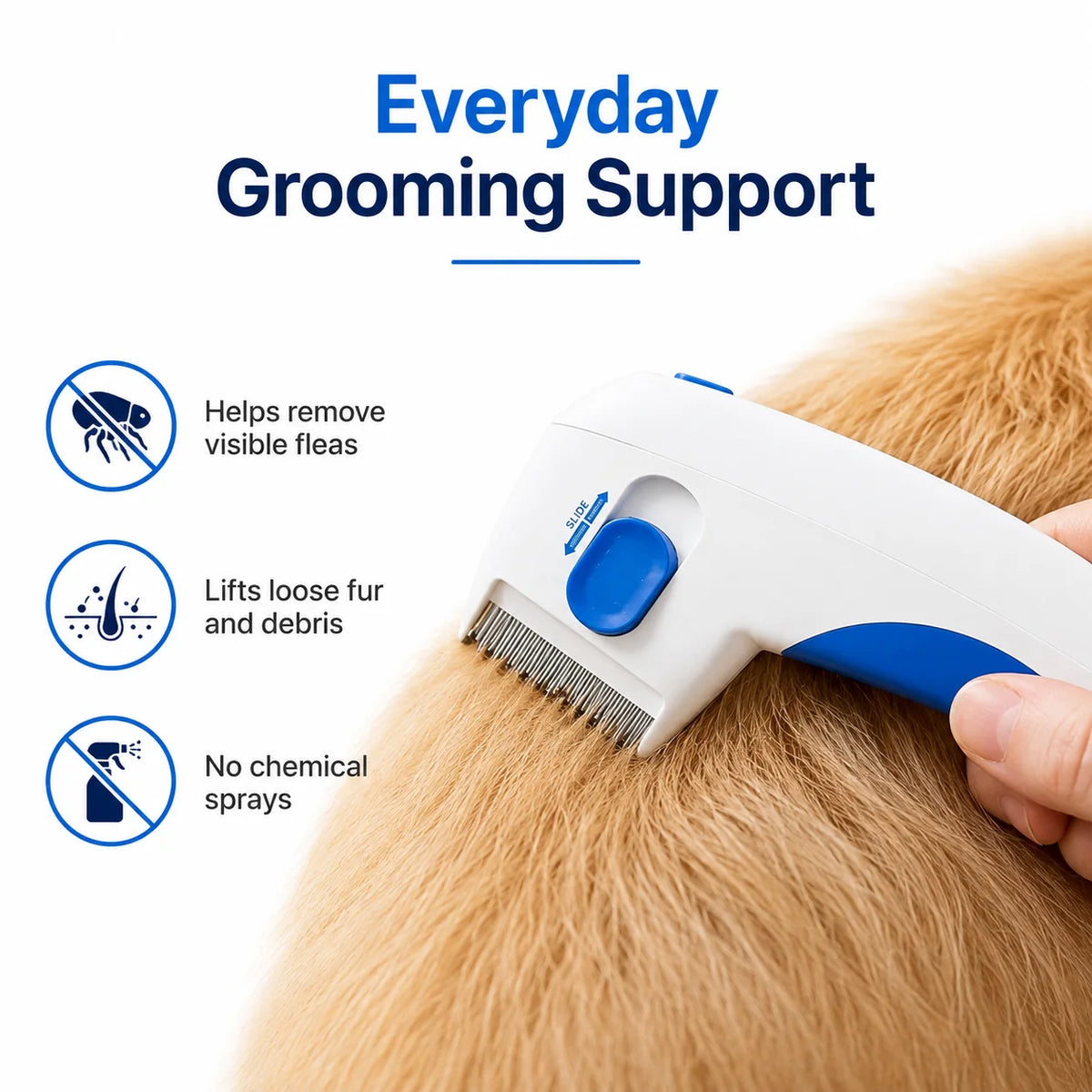 Flea Comb Battery-Powered Detachable Stainless Steel