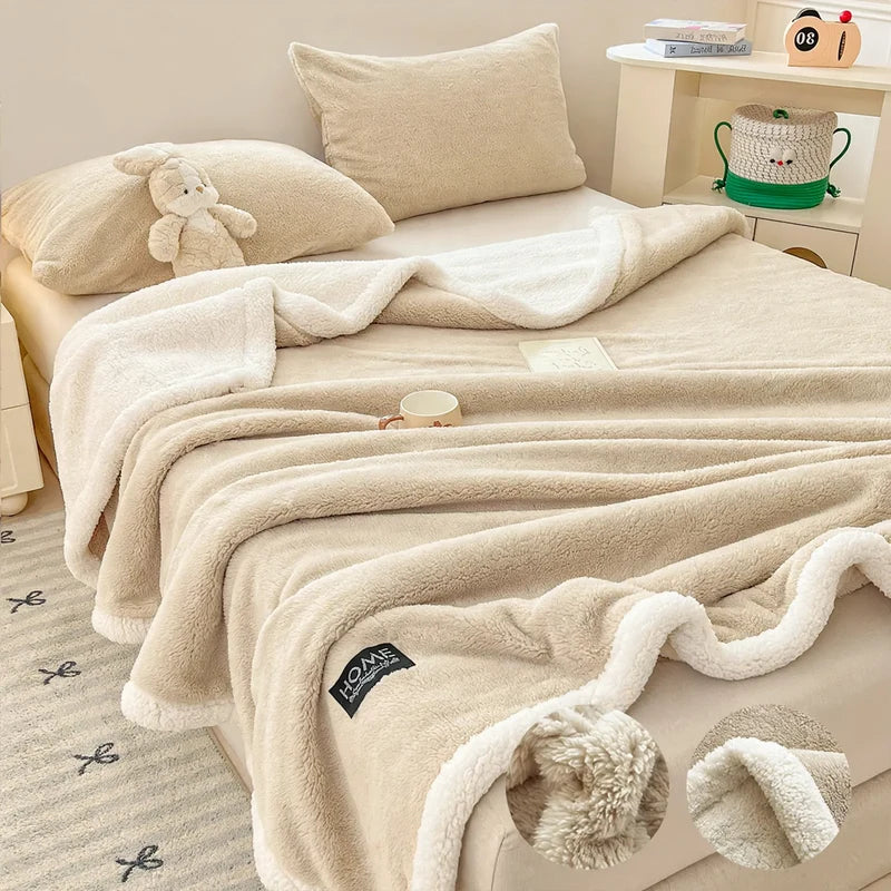 Fleece Blanket Double-Layer Lambskin Plush & Cozy Warmth