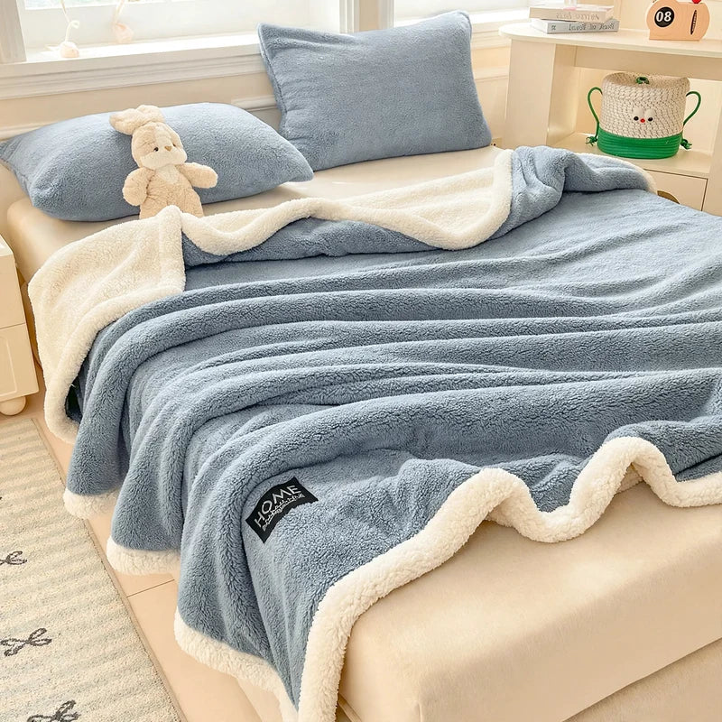Fleece Blanket Double-Layer Lambskin Plush & Cozy Warmth
