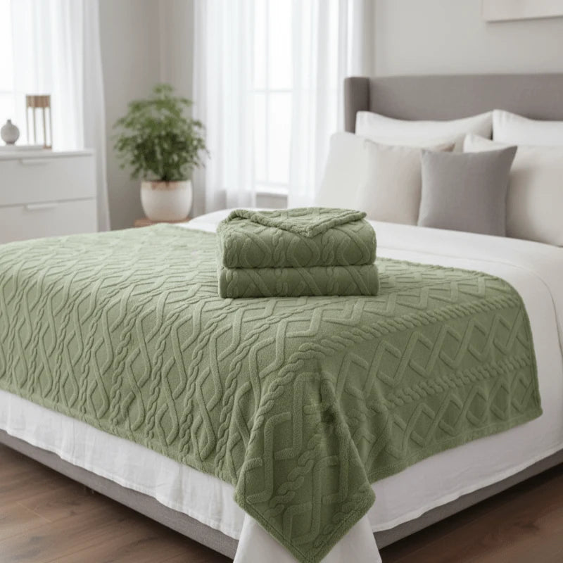 Fleece Blanket Double-Layer Machine-Washable Pilling-Resistant