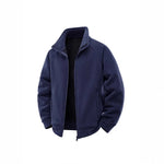 Fleece Jacket Double-Layer Teddy Lined High Collar Zipper Pockets