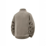 Fleece Jacket Double-Layer Teddy Lined High Collar Zipper Pockets