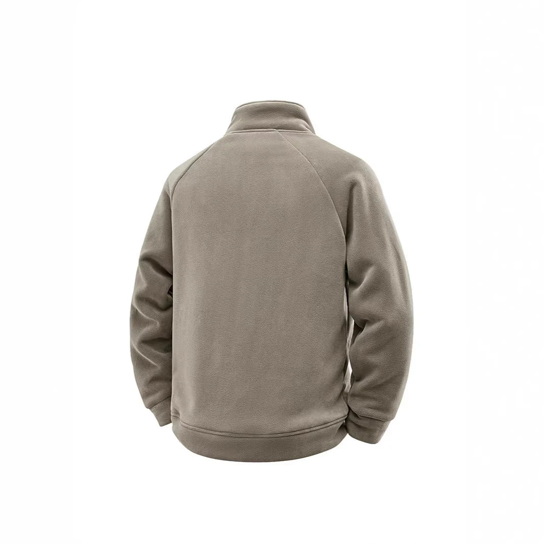 Fleece Jacket Double-Layer Teddy Lined High Collar Zipper Pockets