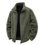 Fleece Jacket Double-Layer Teddy Lined High Collar Zipper Pockets