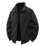 Fleece Jacket Double-Layer Teddy Lined High Collar Zipper Pockets