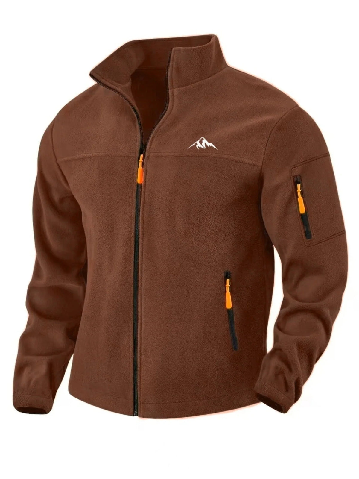 Fleece Jacket Windproof Full-Zip Stand Collar Zippered Pockets