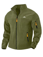 Fleece Jacket Windproof Full-Zip Stand Collar Zippered Pockets