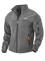 Fleece Jacket Windproof Full-Zip Stand Collar Zippered Pockets