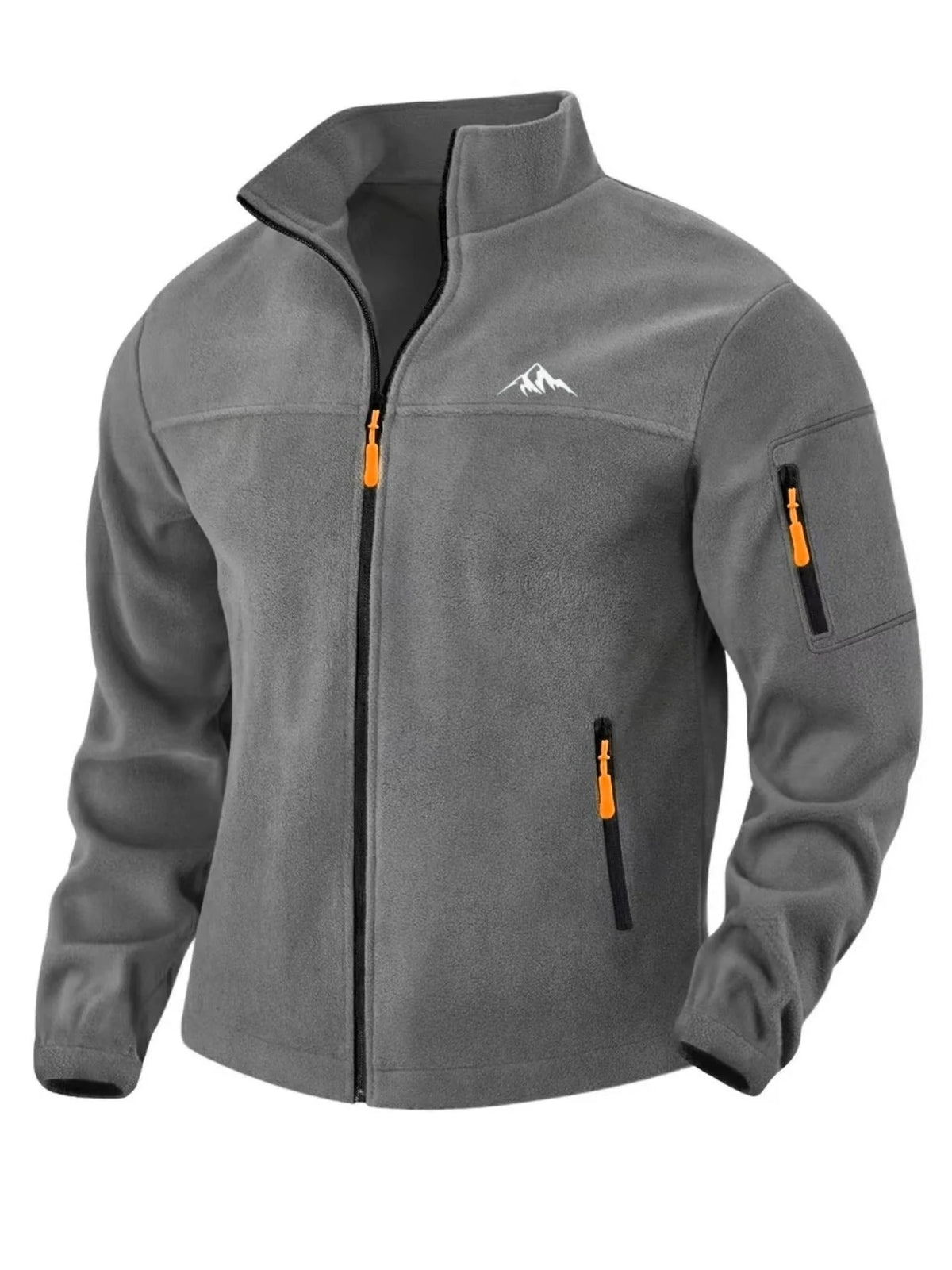 Fleece Jacket Windproof Full-Zip Stand Collar Zippered Pockets